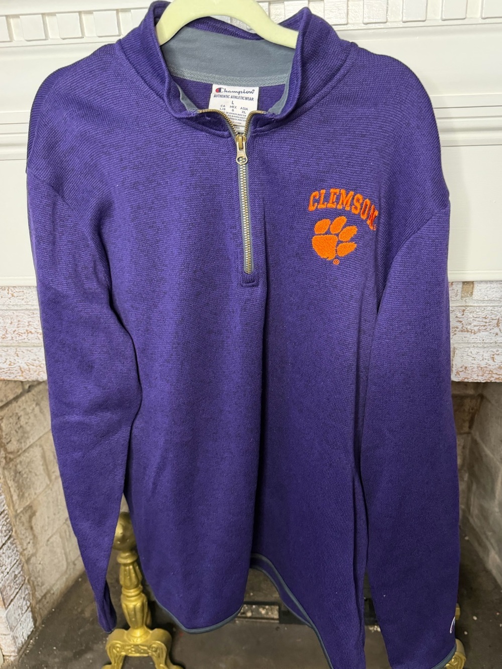 Champion Purple Clemson University Tigers Quarter-Zip Pullover with Gray Trim